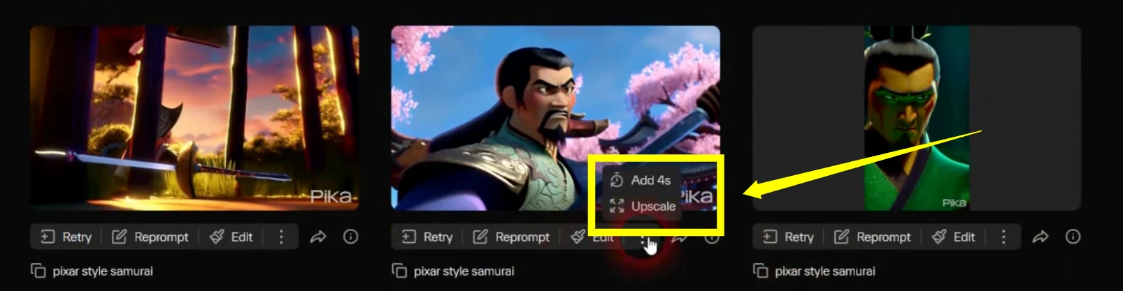 Upscale and edit options