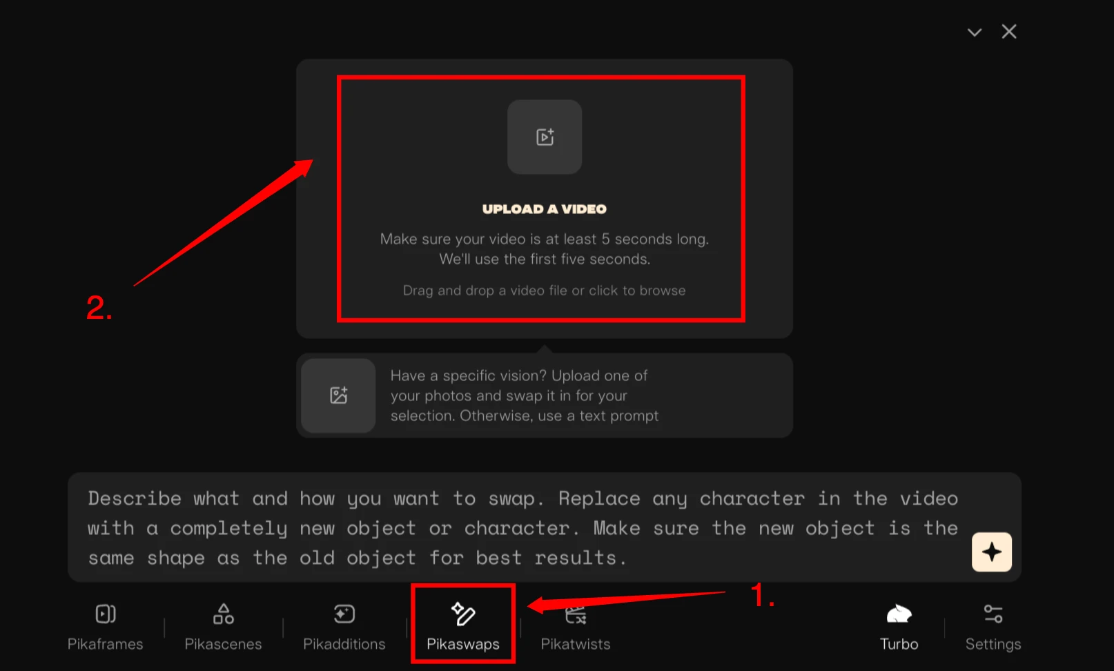 Upload video to Pikaswaps